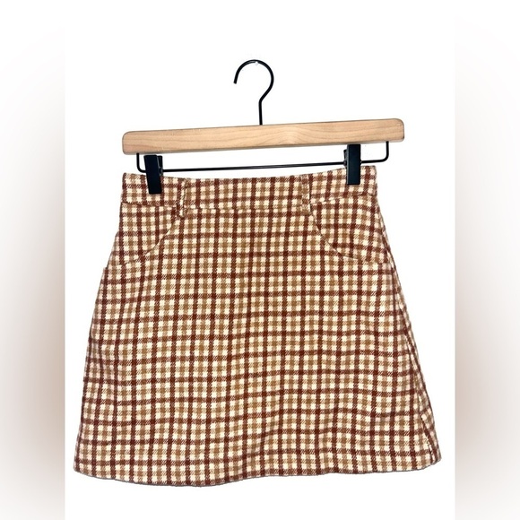 LULU’s Sycamore Brown Plaid Mini Skirt Size XS - Picture 9 of 11
